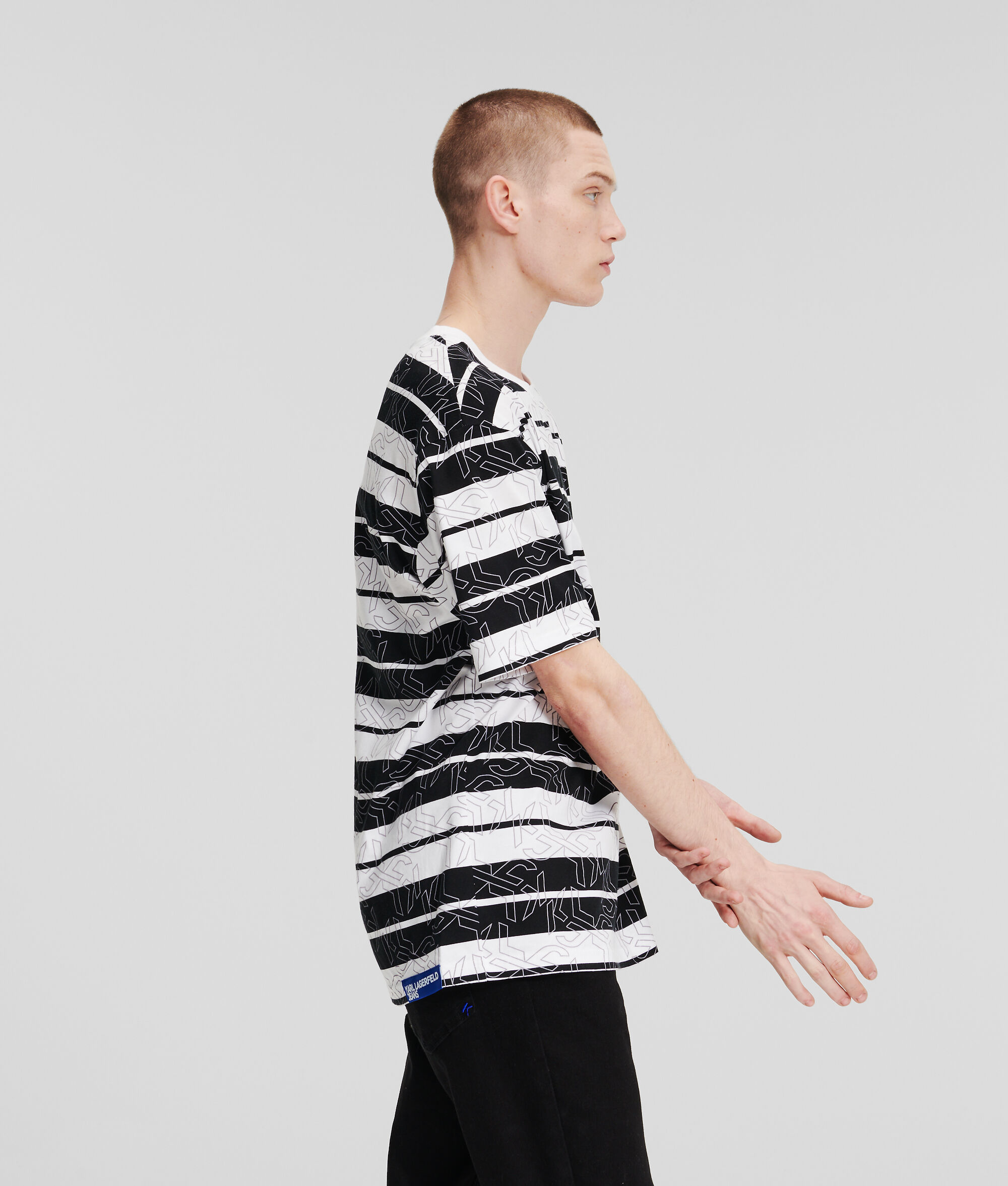 (image for) Eco-Conscious KLJ MONOGRAM STRIPED T-SHIRT